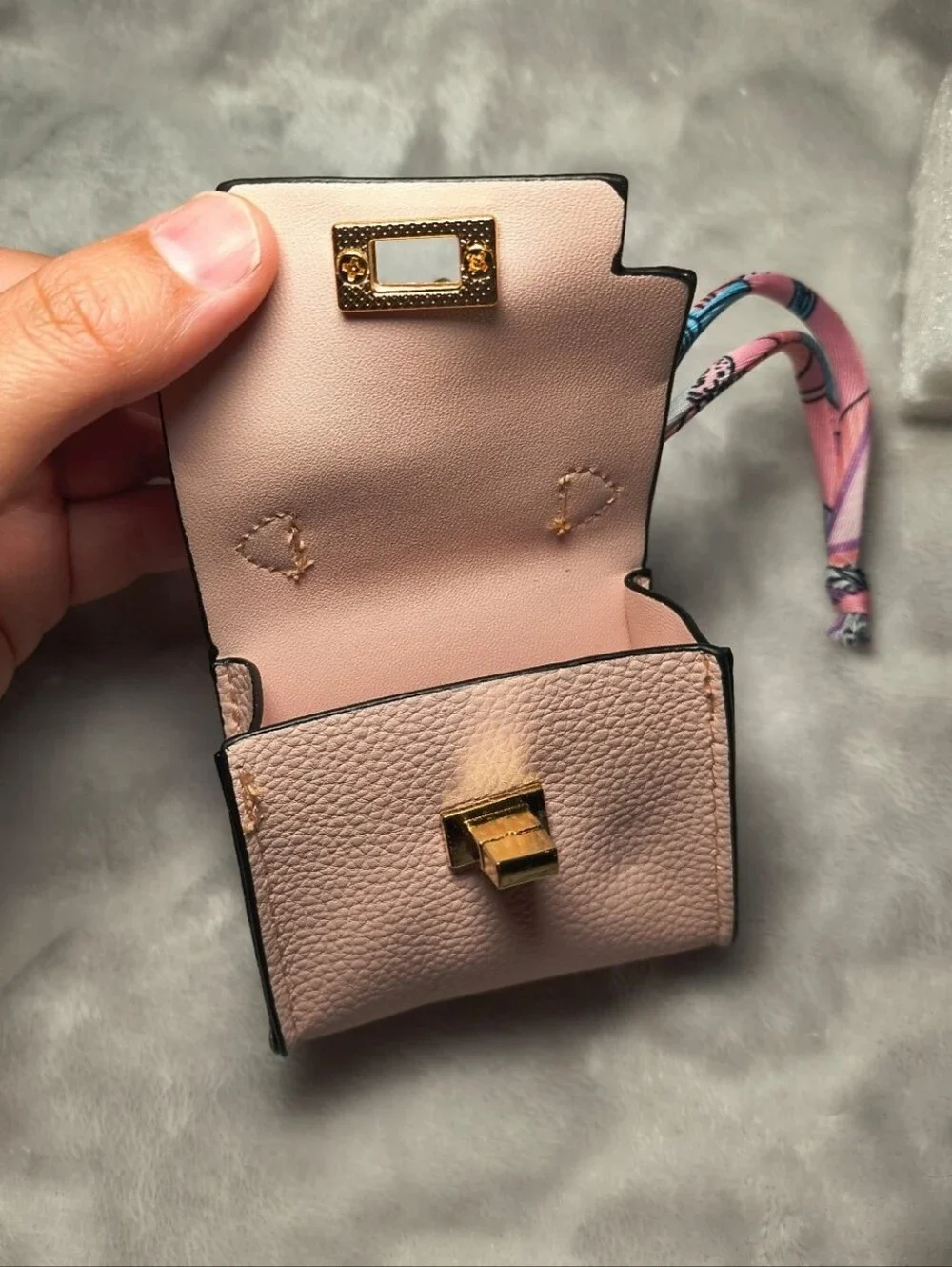 Pink and Gold Fashion Mini Coin Purse Keychain LIKE NEW